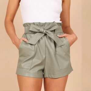 Petal & Pup High Waist Pleather Shorts with Waist Tie